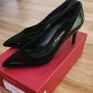 Salvatore Ferragamo Black Patent Leather Heels